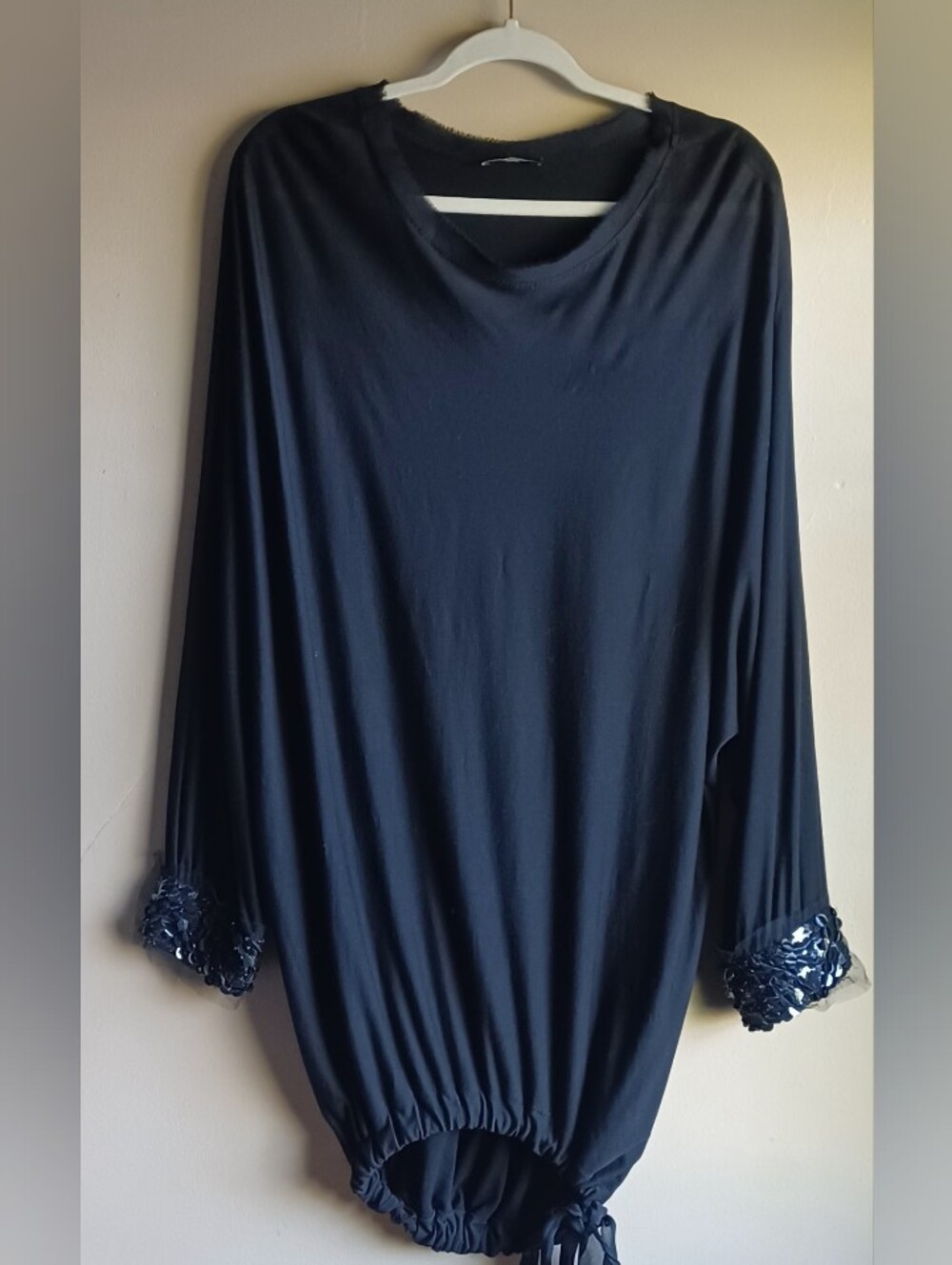 VERA WANG black Blouson Tunic Dress In Black L